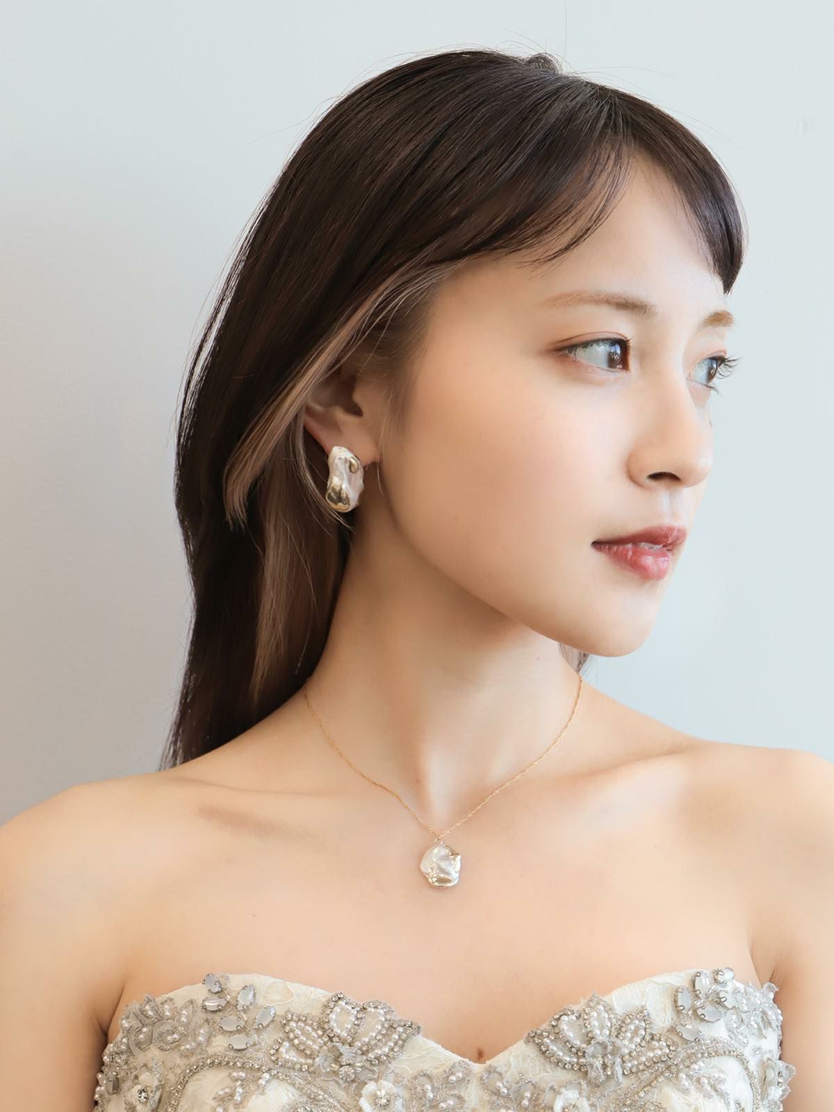 Baroque Pearl Ear Accessory＆Necklace 【WDP-ST-01】 バロック