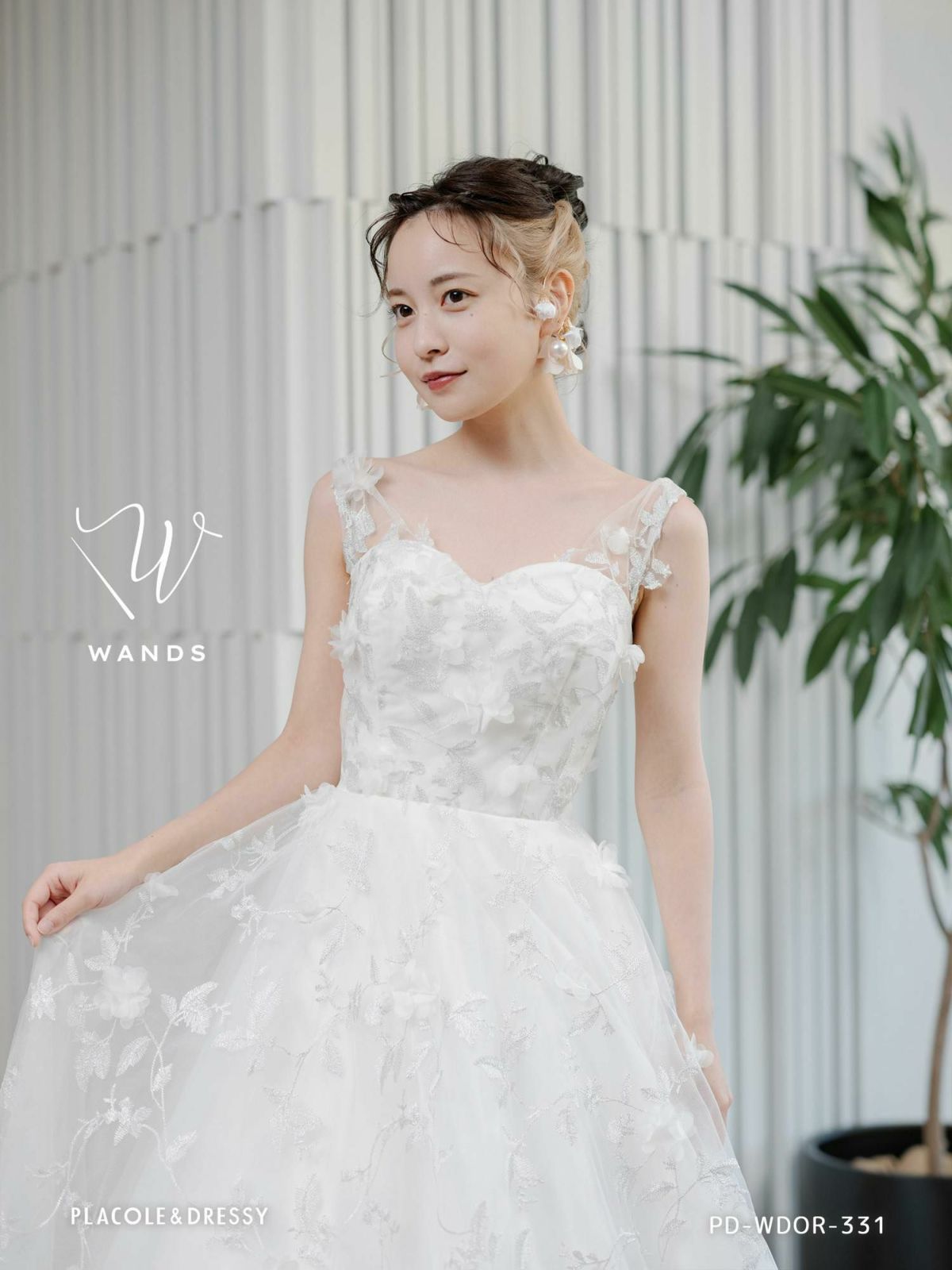 【即購入OK】ウェディングドレス レース　フルセット 3泊4日】3Dフラワーレース ドレス〈PD-WDOR-331〉 | DRESSY